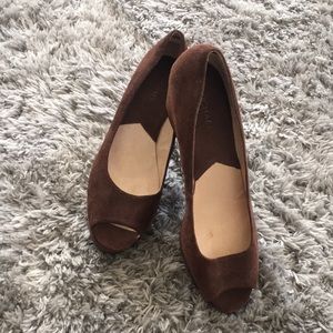Michael kors brown platform peep toe